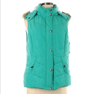 Green Tea Womens Sherpa Puffer Vest w/ Hood